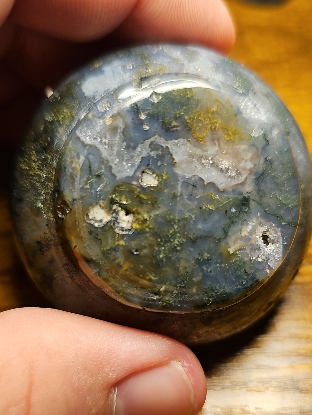 Moss Agate Polished Trinket Bowl - Blue Green White - Picture 6 of 8
